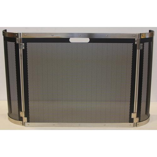 FIREPLACE SCREEN ROUND SILVER BLACK